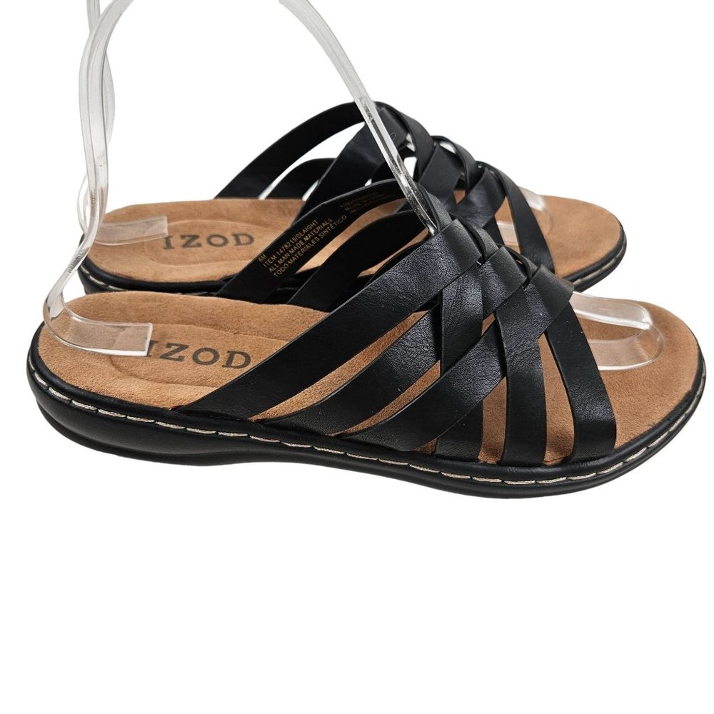 Izod Shoes Womens 6M Black Strappy Slip On Sandals Slaight Casual Comfort - Picture 6 of 10